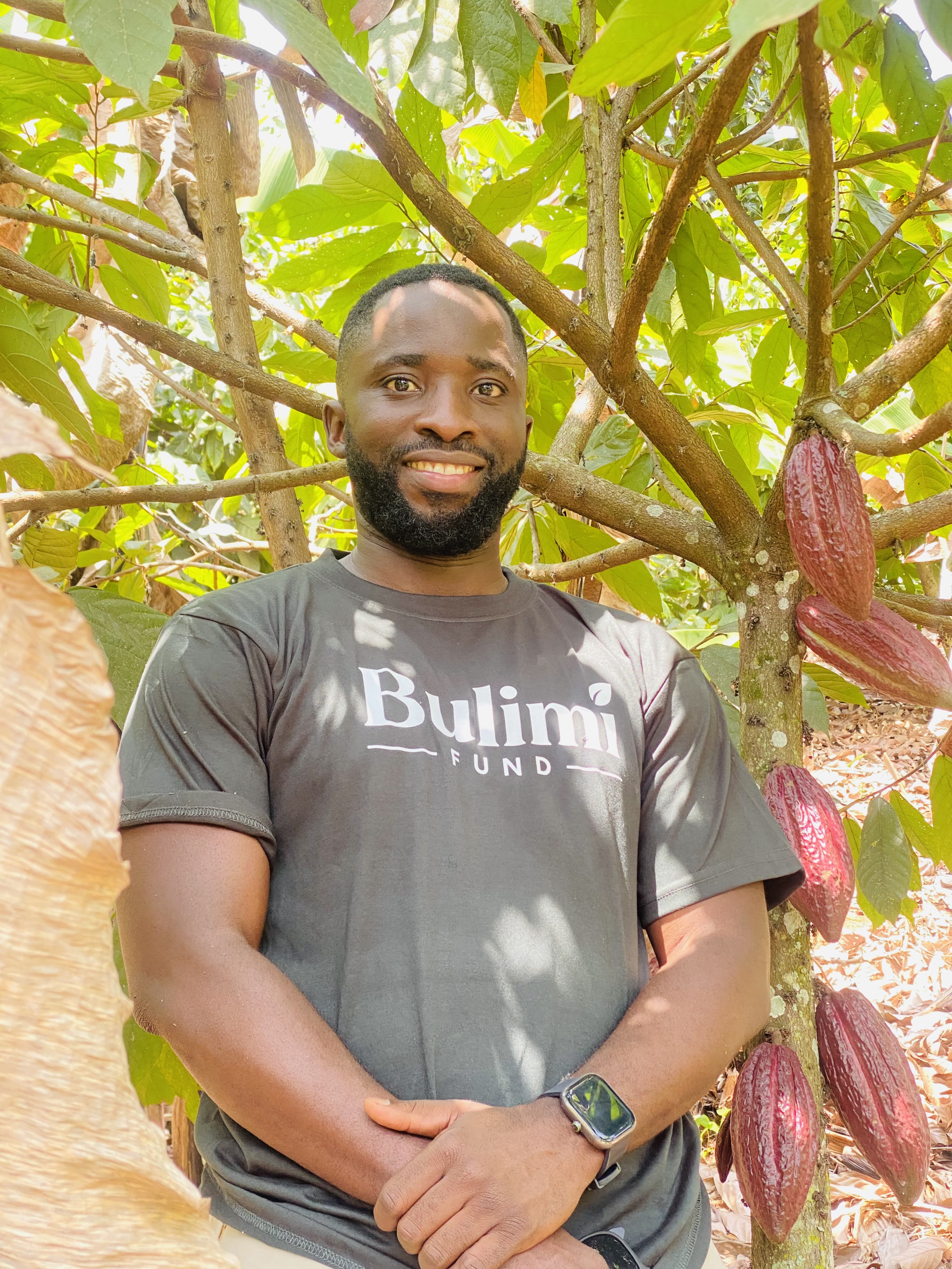 Bulimi cocoa garden establishment in Uganda showing land preparation